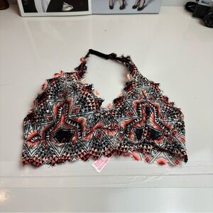 PINK Victoria's Secret Black and White Embellished Bustier Bralette halter